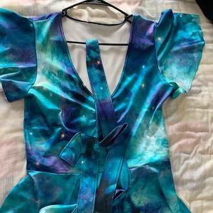 Black Milk Galaxy Teal Playsuit